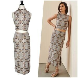 By Anthropologie | Women | Jacquard Ribbed Knit Sleeveless Top Skirt Set | XSP